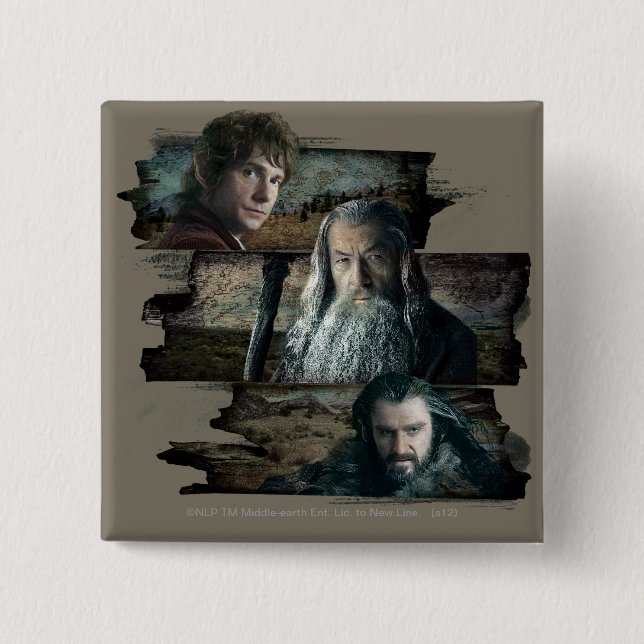 Chapa Cuadrada BILBO BAGGINS™, Gandalf, THORIN OAKENSHIELD™ (Anverso)