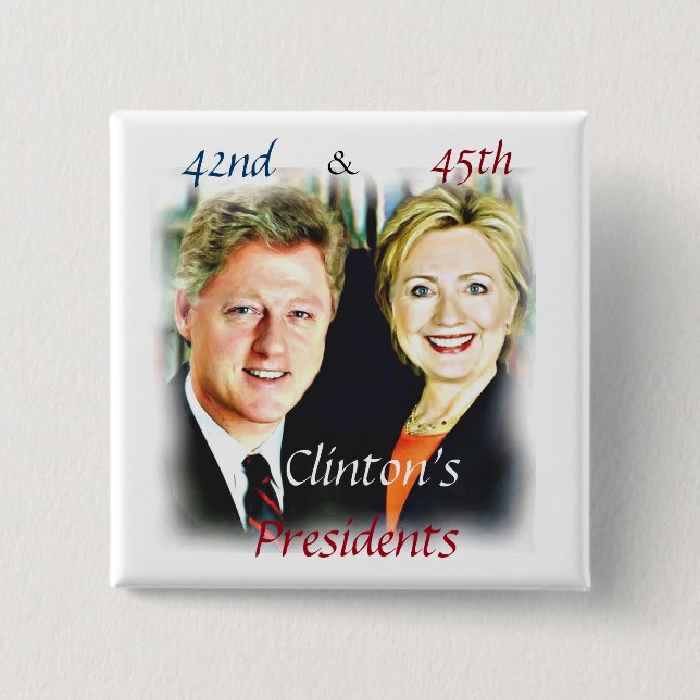Chapa Cuadrada Bill Clinton y Hillary Clinton_ (Anverso)