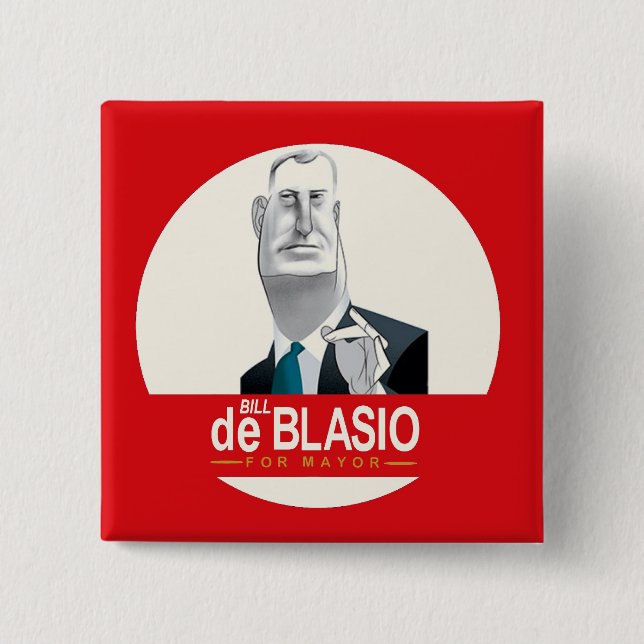 Chapa Cuadrada Bill de Blasio NYC alcalde 2013 (Anverso)