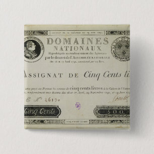 Chapa Cuadrada Billete de banco de quinientos livres, el 19 de