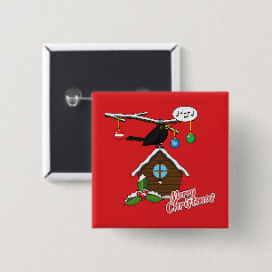 Chapa Cuadrada Bird House Merry Christmas