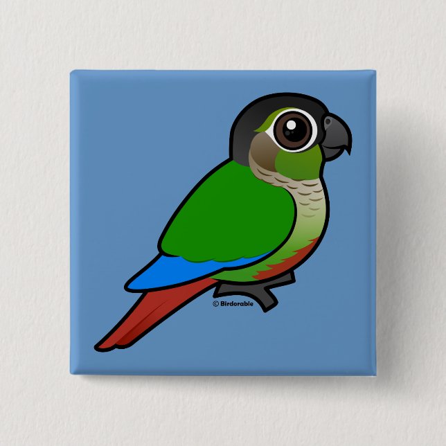 Chapa Cuadrada Birdorable Conure Verde-cheeked (Anverso)