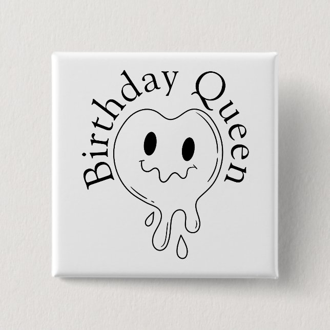 Chapa Cuadrada Birthday Queen (Anverso)