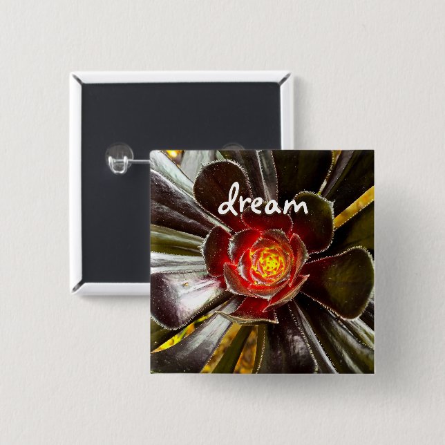 Chapa Cuadrada Black Cactus Photo Dream Cote Script Negrita Moder (Anverso y reverso)