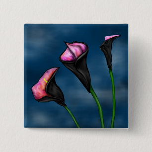 Chapa Cuadrada Black Calla Hot Pink Lilies
