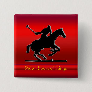 Chapa Cuadrada Black Polo Pony y Rider en rojo cromo