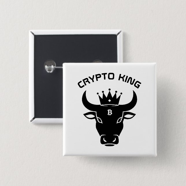 Chapa Cuadrada Blanco personalizado de Crypto King (Anverso y reverso)