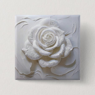 Chapa Cuadrada Blanco Sobre Blanco - Rosa Esculpida