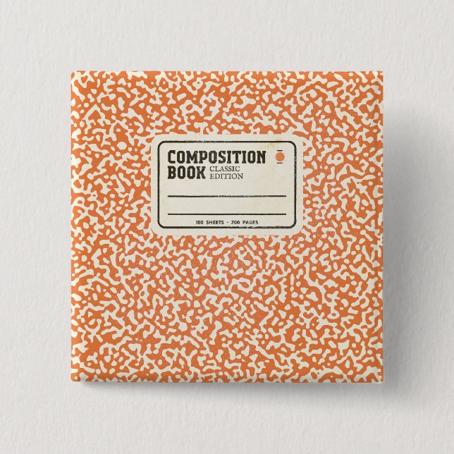 Chapa Cuadrada bloc de notas de composición de naranja (Anverso)