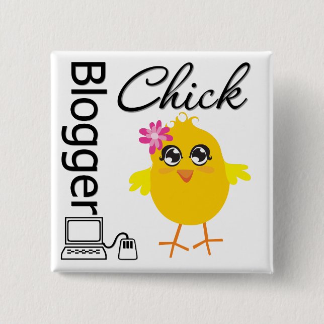 Chapa Cuadrada Blogger Chick (Anverso)