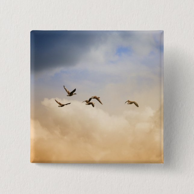 Chapa Cuadrada Bloqueo de aves en vuelo (Anverso)