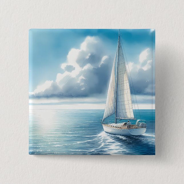 Chapa Cuadrada Blue Horizon Solitary Sailboat (Anverso)