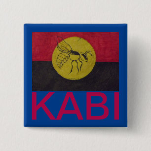 CHAPA CUADRADA BLUE KABI KABVAI BEE BADGE - TEXTO DE CRIMSON.