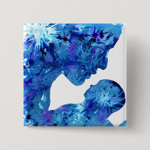 Chapa Cuadrada Blue Madonna & Child Modern Christian Art Painting