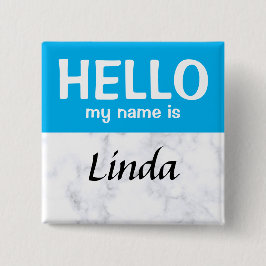 Chapa Cuadrada Blue Personalized Hello my name is custom