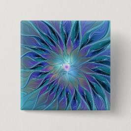 Chapa Cuadrada Blue Purple Flower Dream Resumen arte fractal