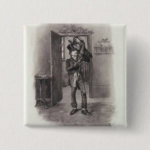 Chapa Cuadrada Bob Cratchit y Tim minúsculo, de 'Charles Dickens