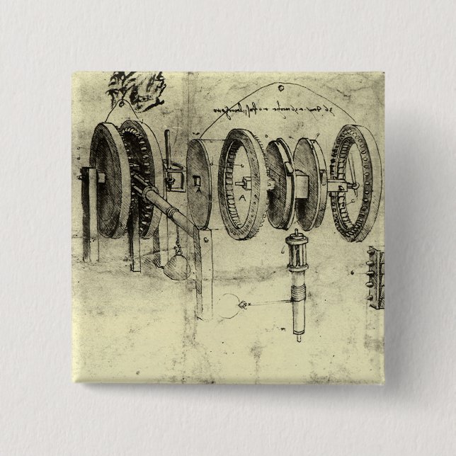 Chapa Cuadrada Boceto de ingeniería de una rueda de Leonardo da V (Anverso)
