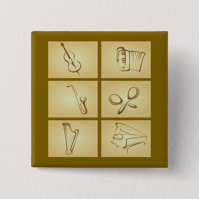 Chapa Cuadrada Boceto de Instrumentos Musicales (Anverso)