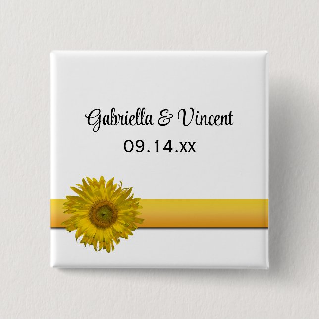 Chapa Cuadrada Boda de banda de girasol (Anverso)