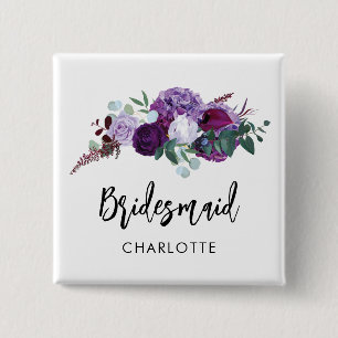 Chapa Cuadrada Boda de escritura floral Keepsake Personalizado Br