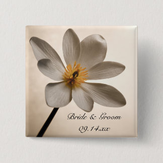 Chapa Cuadrada Boda de Flor Silvestre Blanca