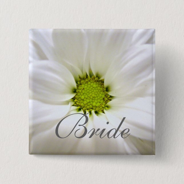 Chapa Cuadrada boda de flores de margarita blanca pura (Anverso)