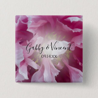 Chapa Cuadrada Boda de flores rosadas Peony