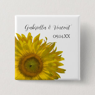 Chapa Cuadrada Boda de girasol amarillo
