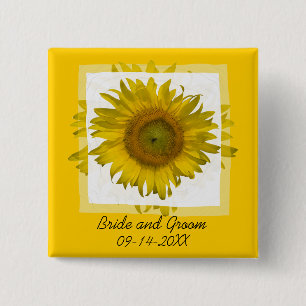 Chapa Cuadrada Boda de girasol amarillo