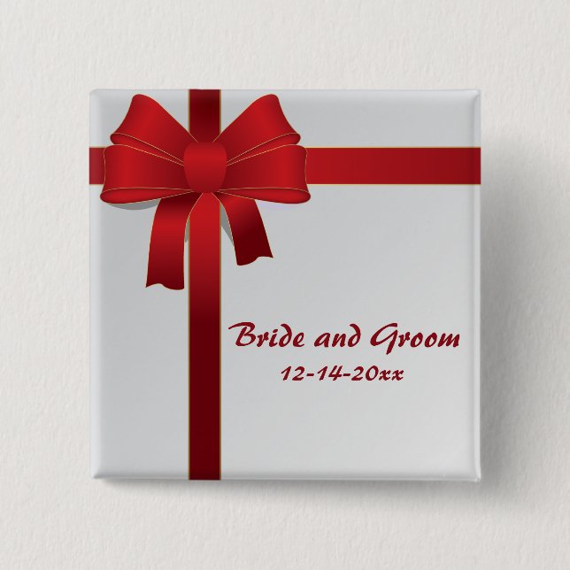 Chapa Cuadrada Boda de Invierno Red Bows (Anverso)