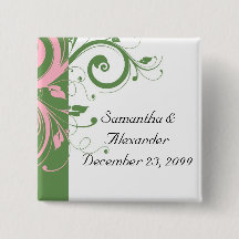 Boda de Swirl Floral Rosa y Verde
