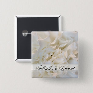 Chapa Cuadrada Boda floral de carnación blanca