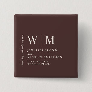 Chapa Cuadrada Boda Formal Evento Simple Chocolate Marrón Beige