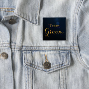 Chapa Cuadrada Boda Gold Team Groom
