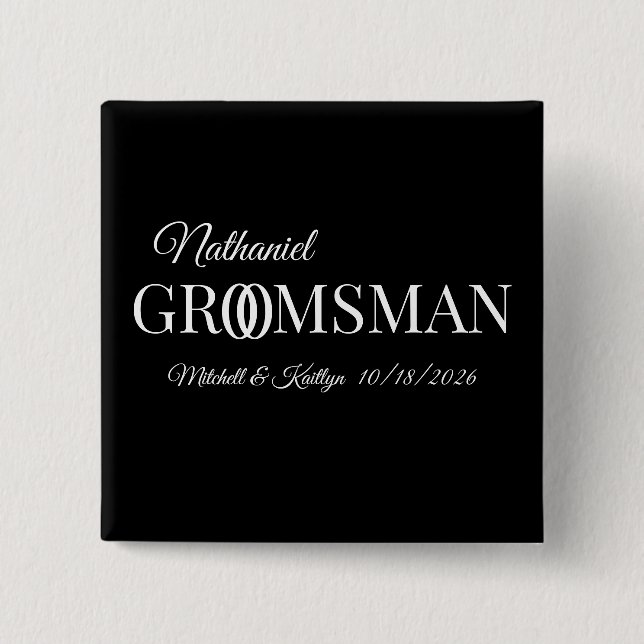 Chapa Cuadrada Boda Groomsman (Anverso)