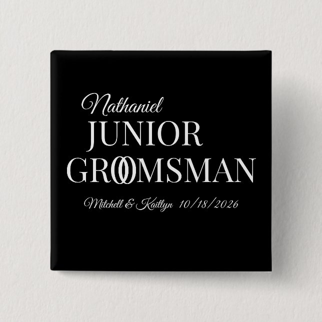 Chapa Cuadrada Boda Groomsman Junior (Anverso)