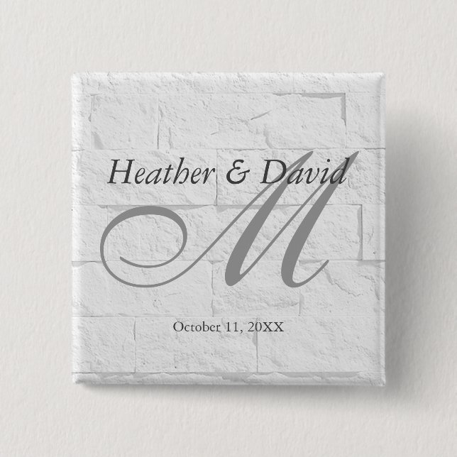 Chapa Cuadrada Boda Monograma del guión de caligrafía de pared de (Anverso)