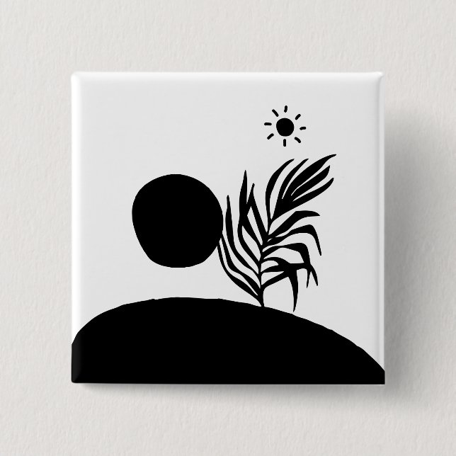 Chapa Cuadrada boho bohemian floral sun moon (Anverso)