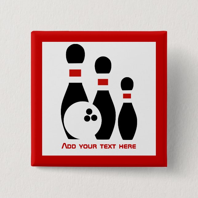 Chapa Cuadrada Bola de bolos y rojo negro de los pernos (Anverso)