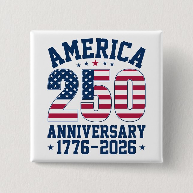 Chapa Cuadrada Bold Simple America 250 Anniversary Red and Blue (Anverso)