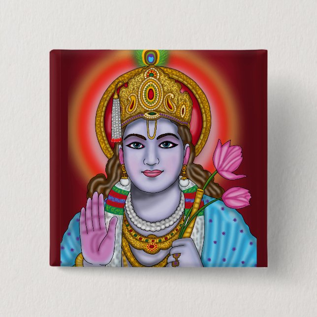 Chapa Cuadrada Bolsa de mano Shree Krishna (Anverso)