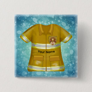 Chapa Cuadrada Bombero Escudo Llamas