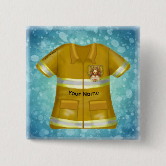 Chapa Cuadrada Bombero Escudo Llamas