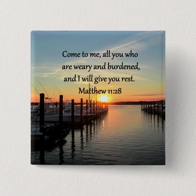 CHAPA CUADRADA BONITA MATTHEW 11:28 SUNSET SCRIPTURE (Anverso)