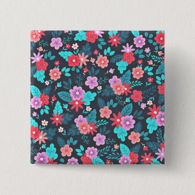 Chapa Cuadrada Bonito arreglo Ditsy Floral Pattern-56576 (Anverso)