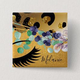 Chapa Cuadrada Bonito Girly Purpurina Gold Animal Print Named Gla