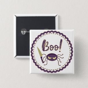 Chapa Cuadrada Boo divertido personaje de araña de Halloween mano
