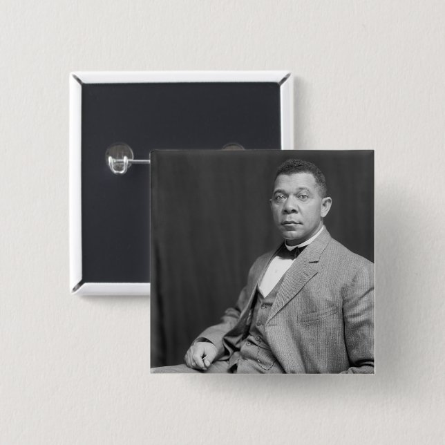 Chapa Cuadrada Booker Taliaferro Washington: Educador Negro (Anverso y reverso)