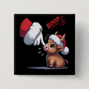 Chapa Cuadrada Boop de Mano Navideño Santa Granjero Vaca Highland